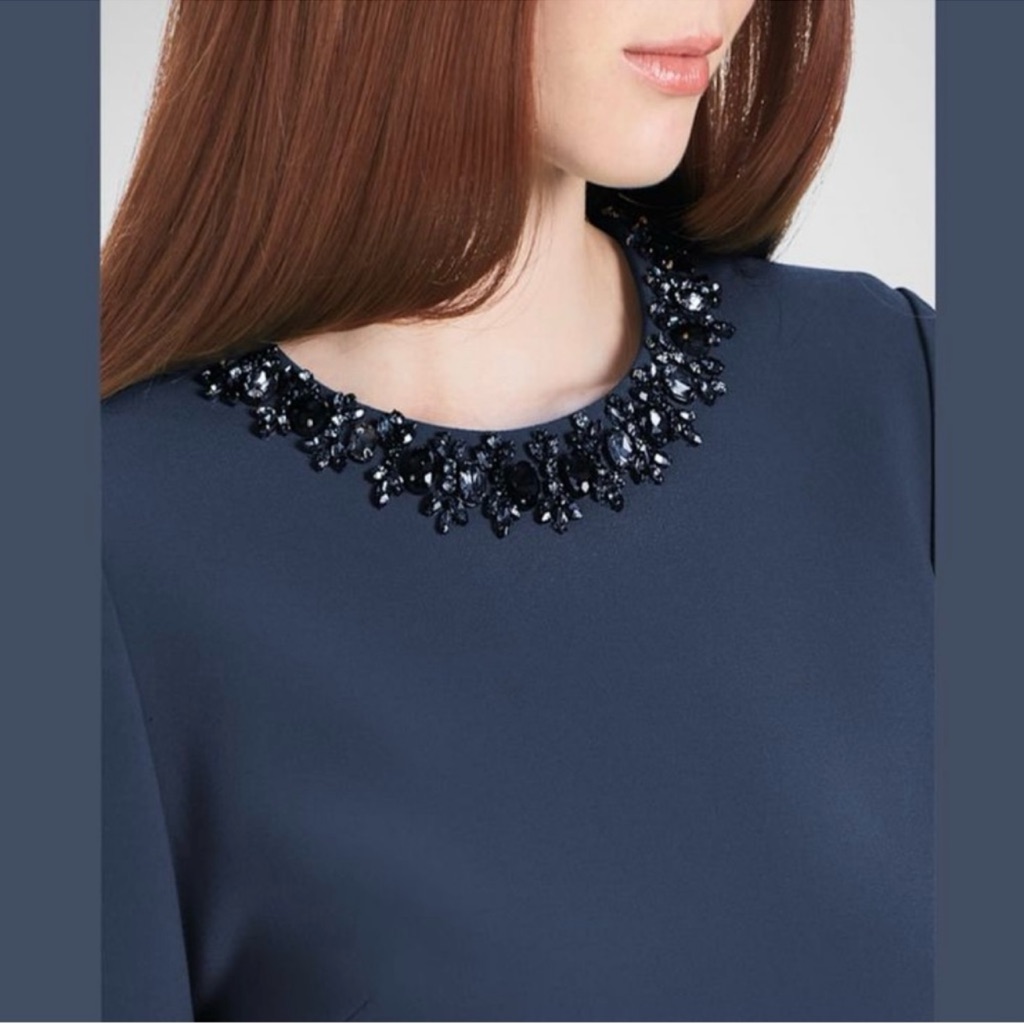 Sachin & Babi Embellished Lily Crystal A-Line Mini Dress Dark Midnight - Reemoly